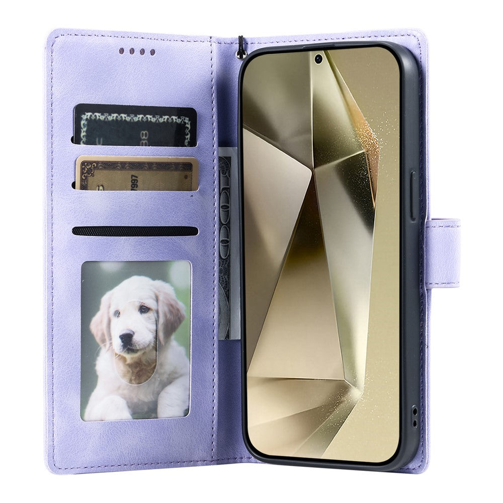 For Samsung Galaxy A57 5G Case Imprinted Totem Skin Feel Wallet Leather Phone Cover with Hand Strap - Purple