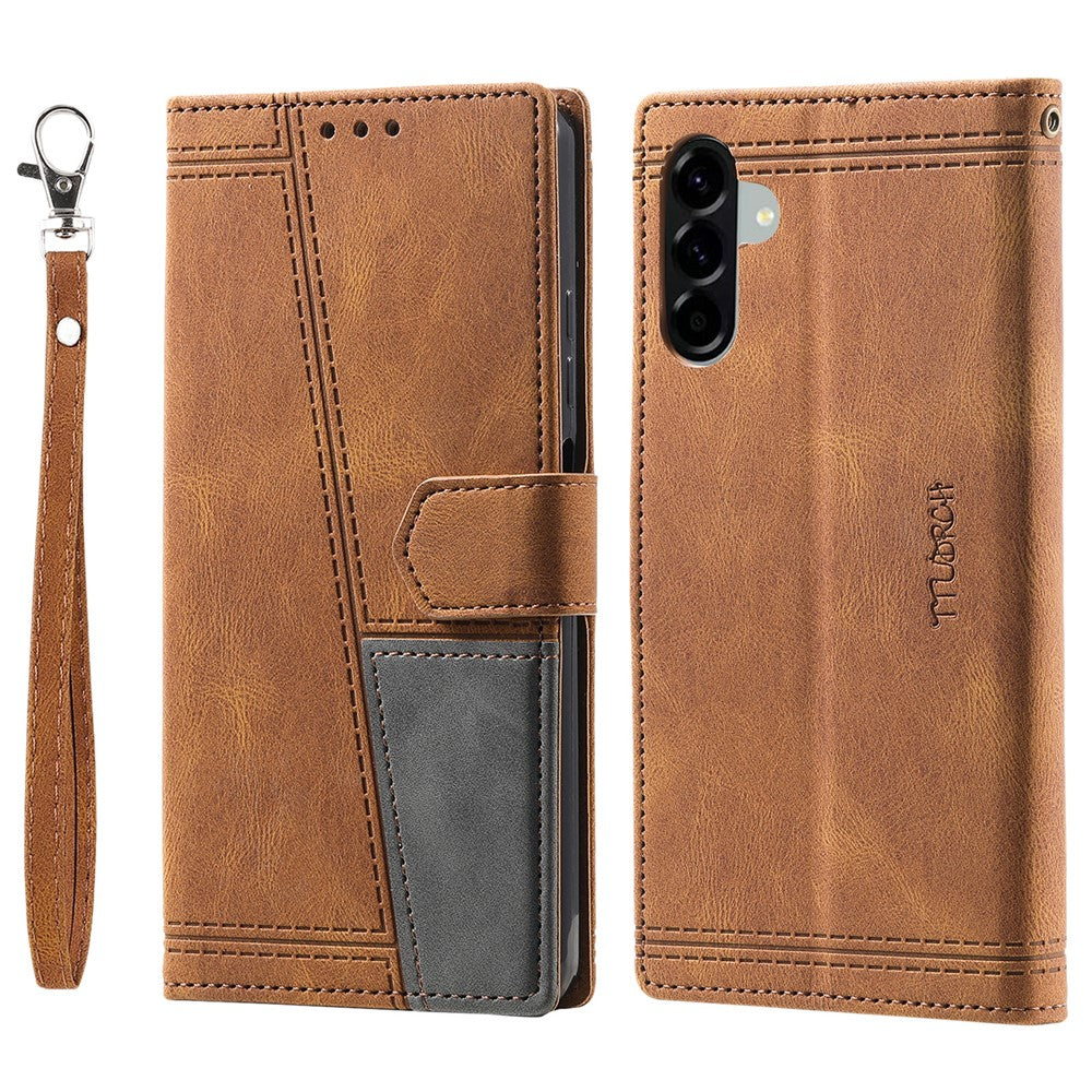 TTUDRCH Style 004 For Samsung Galaxy A57 5G Leather Case RFID Blocking Wallet Stand Phone Cover with Strap - Brown