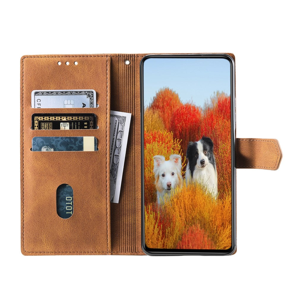 TTUDRCH Style 004 For Samsung Galaxy A57 5G Leather Case RFID Blocking Wallet Stand Phone Cover with Strap - Brown