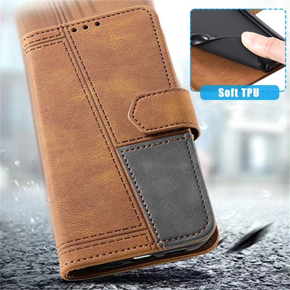 TTUDRCH Style 004 For Samsung Galaxy A57 5G Leather Case RFID Blocking Wallet Stand Phone Cover with Strap - Brown