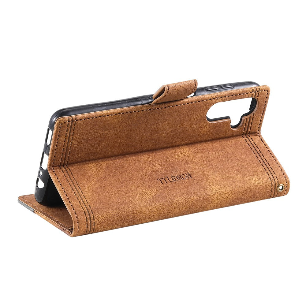 TTUDRCH Style 004 For Samsung Galaxy A57 5G Leather Case RFID Blocking Wallet Stand Phone Cover with Strap - Brown