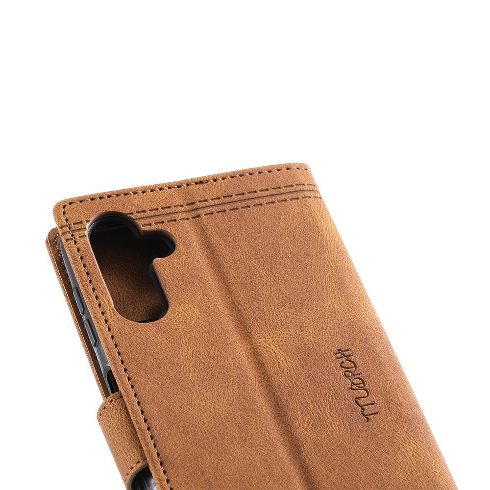 TTUDRCH Style 004 For Samsung Galaxy A57 5G Leather Case RFID Blocking Wallet Stand Phone Cover with Strap - Brown