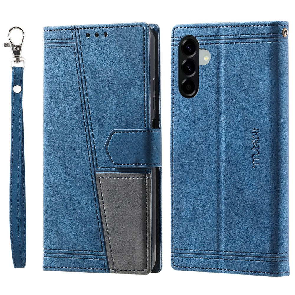 TTUDRCH Style 004 For Samsung Galaxy A57 5G Leather Case RFID Blocking Wallet Stand Phone Cover with Strap - Blue