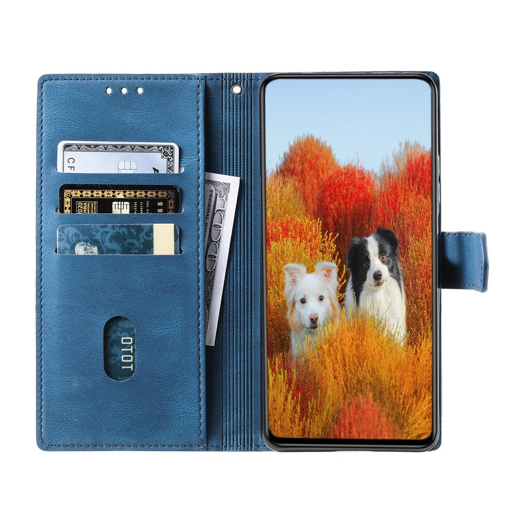 TTUDRCH Style 004 For Samsung Galaxy A57 5G Leather Case RFID Blocking Wallet Stand Phone Cover with Strap - Blue