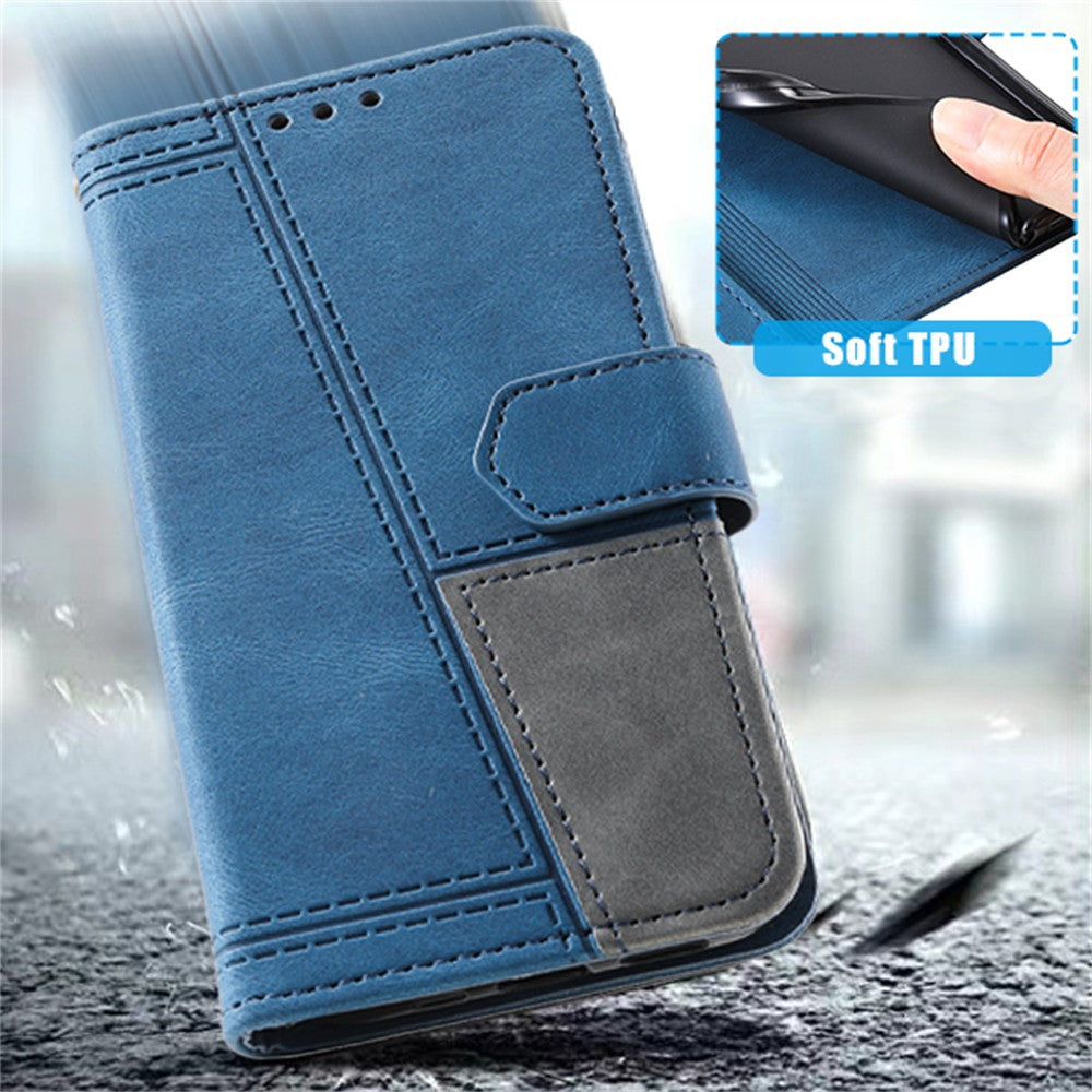 TTUDRCH Style 004 For Samsung Galaxy A57 5G Leather Case RFID Blocking Wallet Stand Phone Cover with Strap - Blue