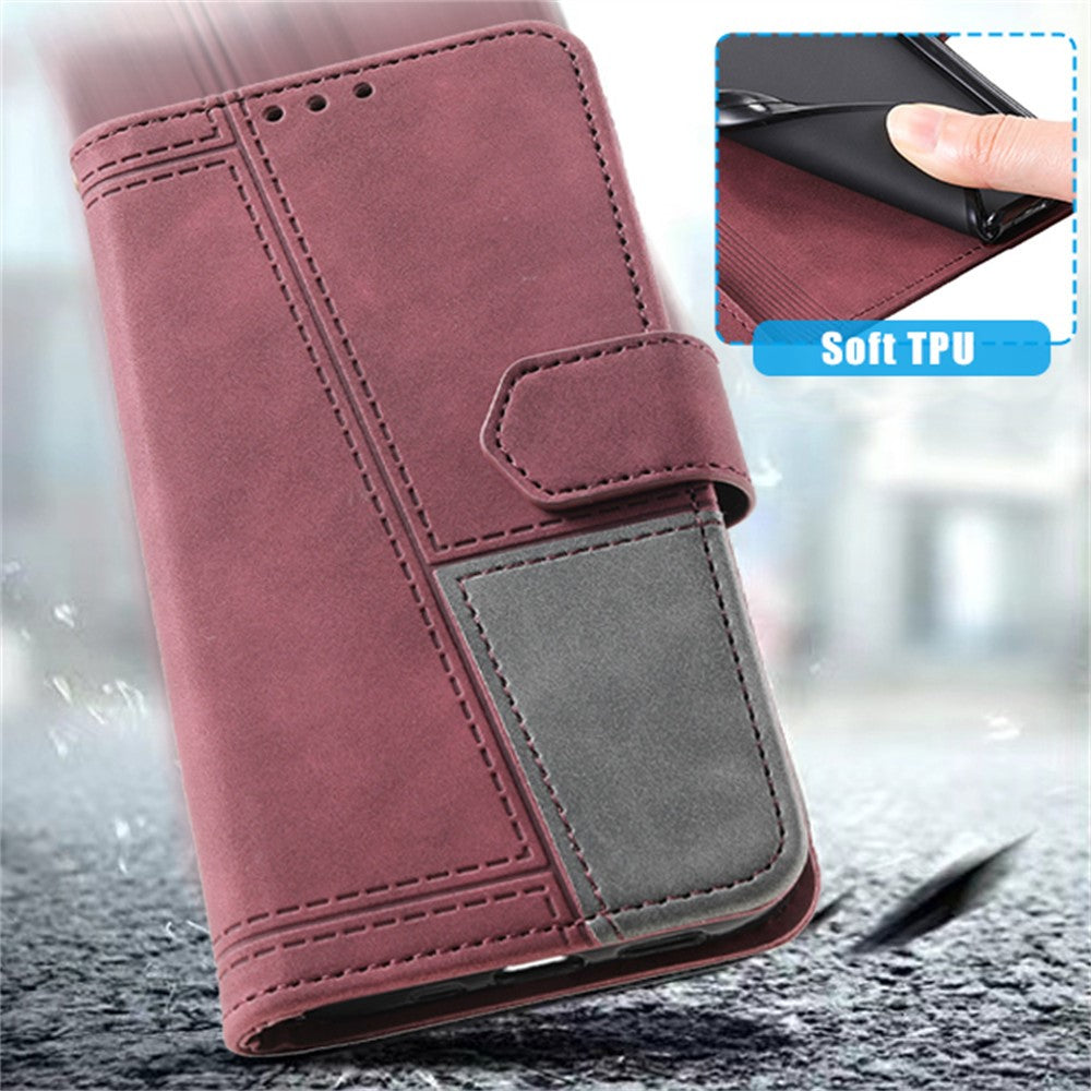 TTUDRCH Style 004 For Samsung Galaxy A57 5G Leather Case RFID Blocking Wallet Stand Phone Cover with Strap - Wine Red