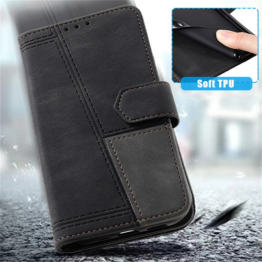 TTUDRCH Style 004 For Samsung Galaxy A57 5G Leather Case RFID Blocking Wallet Stand Phone Cover with Strap - Black