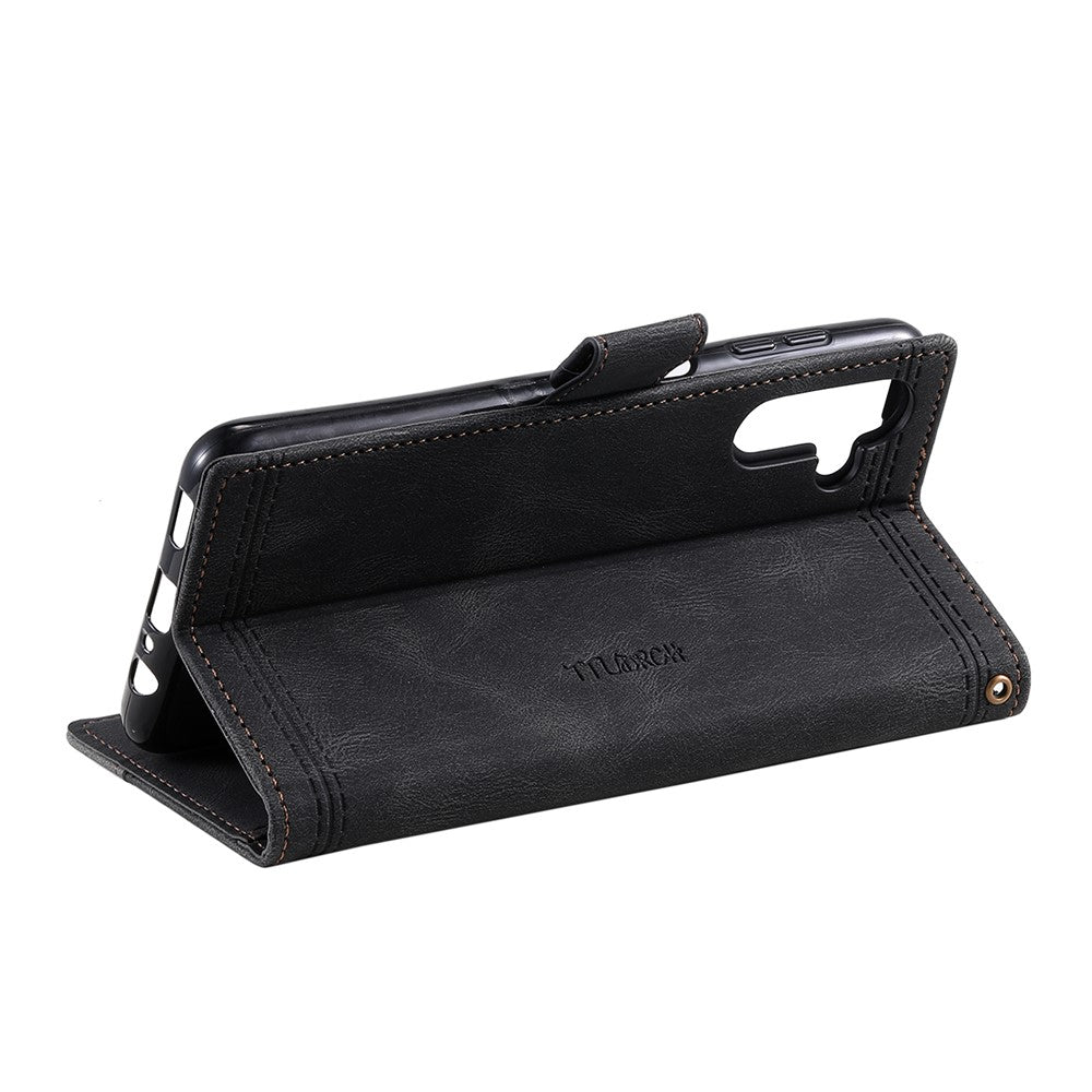 TTUDRCH Style 004 For Samsung Galaxy A57 5G Leather Case RFID Blocking Wallet Stand Phone Cover with Strap - Black