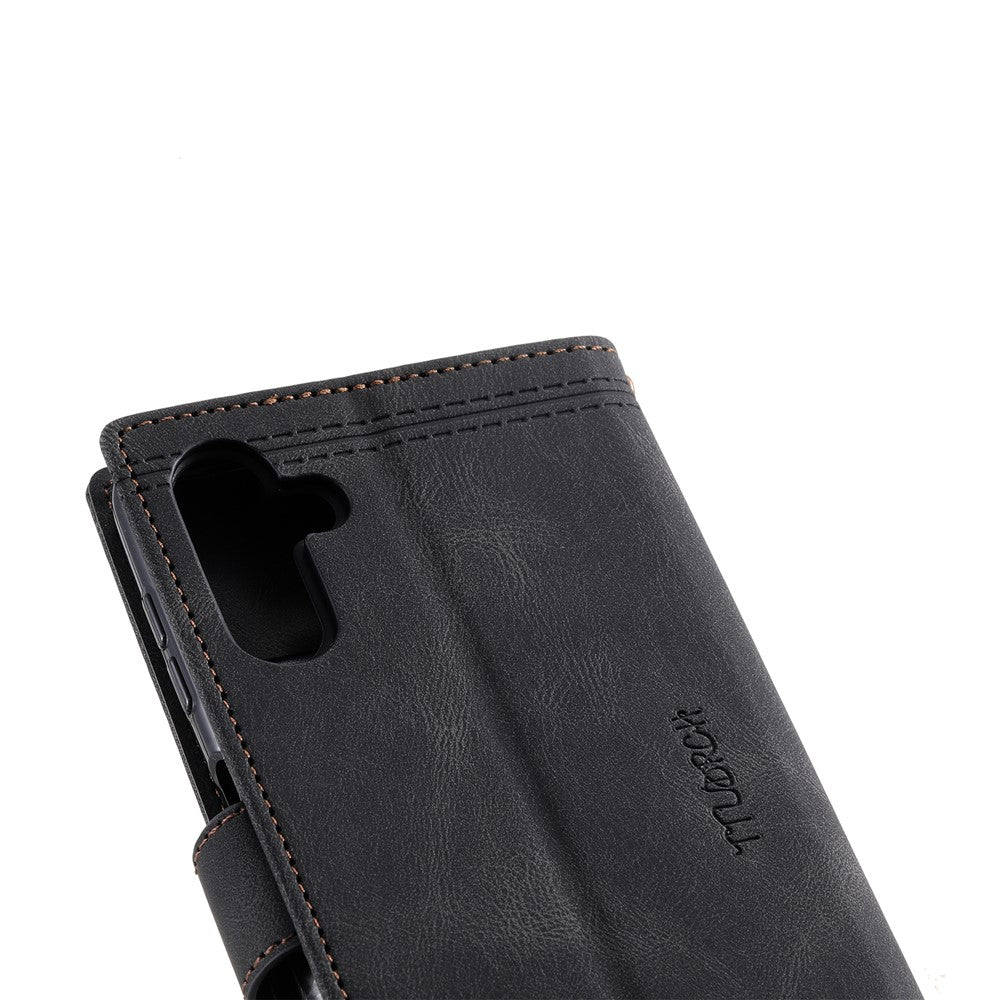 TTUDRCH Style 004 For Samsung Galaxy A57 5G Leather Case RFID Blocking Wallet Stand Phone Cover with Strap - Black