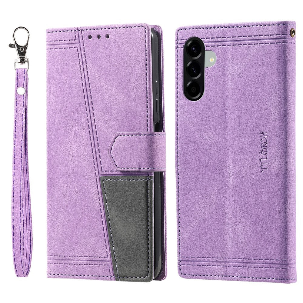 TTUDRCH Style 004 For Samsung Galaxy A57 5G Leather Case RFID Blocking Wallet Stand Phone Cover with Strap - Purple