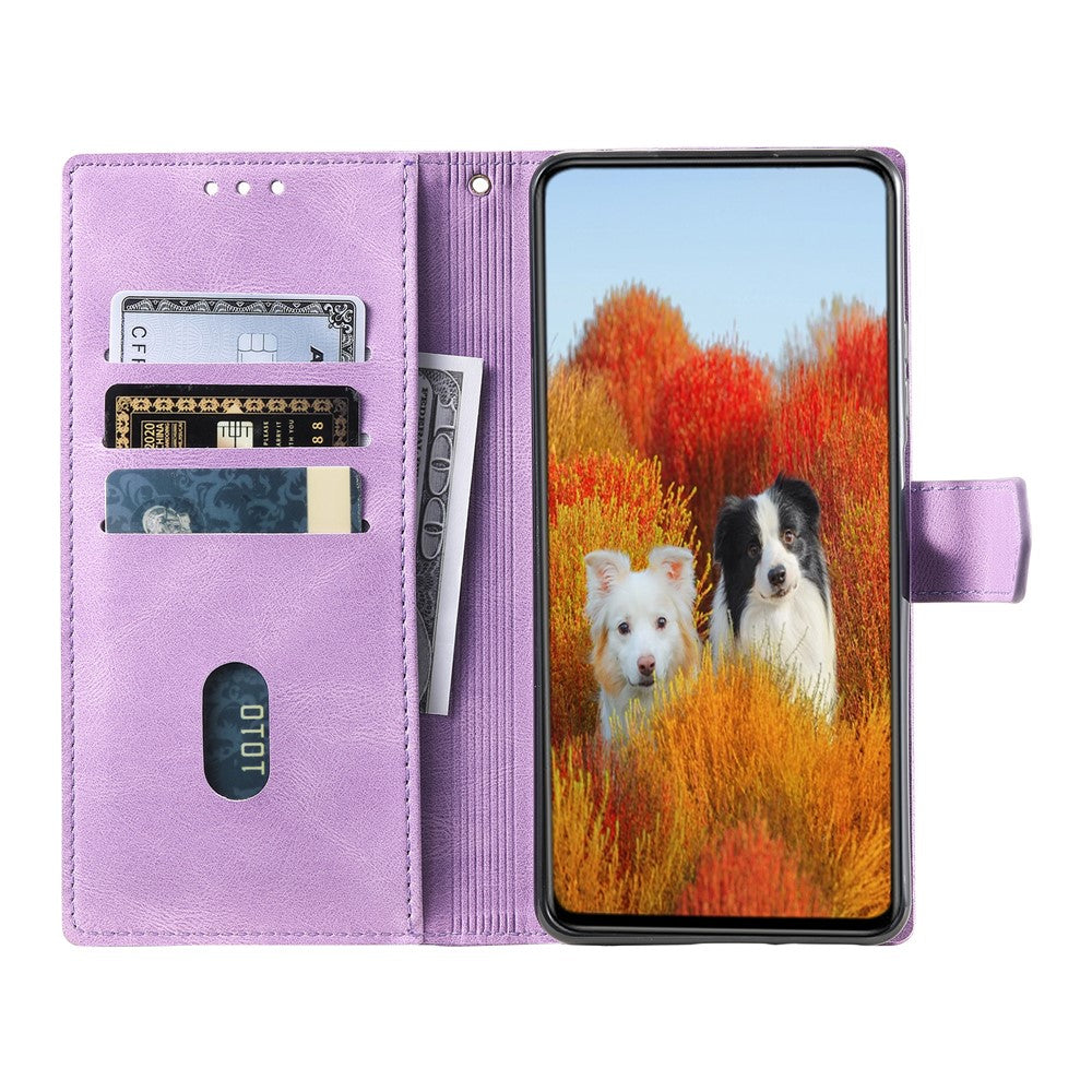 TTUDRCH Style 004 For Samsung Galaxy A57 5G Leather Case RFID Blocking Wallet Stand Phone Cover with Strap - Purple