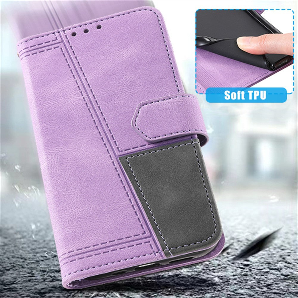 TTUDRCH Style 004 For Samsung Galaxy A57 5G Leather Case RFID Blocking Wallet Stand Phone Cover with Strap - Purple