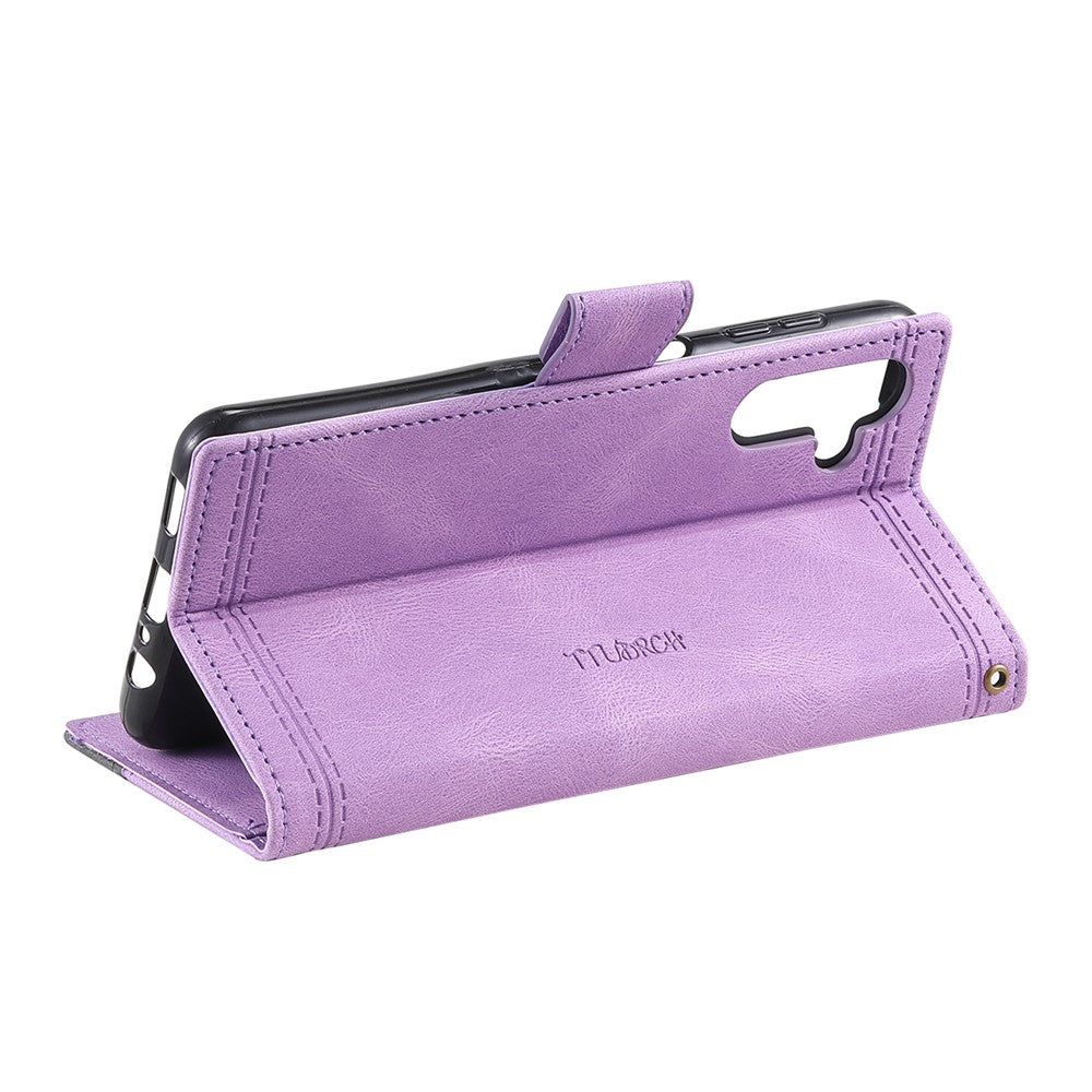 TTUDRCH Style 004 For Samsung Galaxy A57 5G Leather Case RFID Blocking Wallet Stand Phone Cover with Strap - Purple