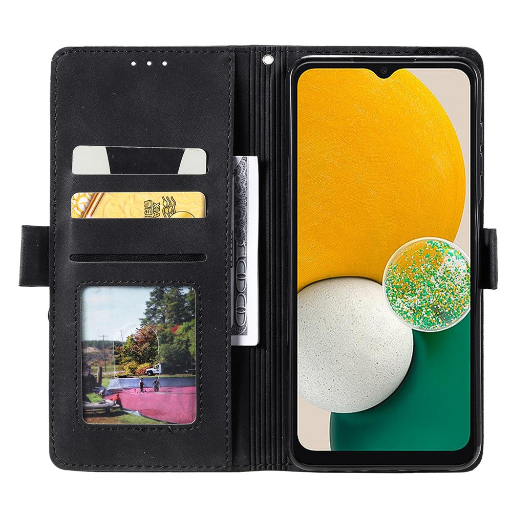 For Samsung Galaxy A57 5G Case RFID Blocking Wallet Stand Leather Phone Cover with Wrist Strap - Black
