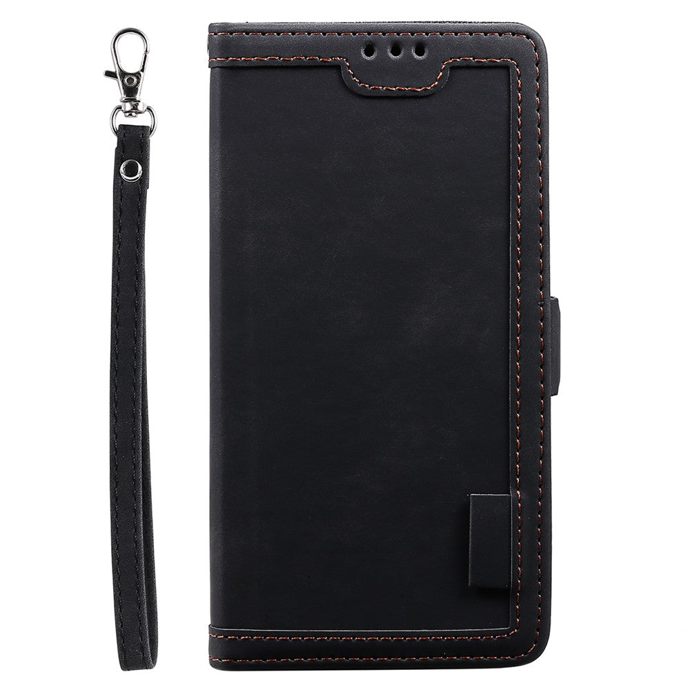 For Samsung Galaxy A57 5G Case RFID Blocking Wallet Stand Leather Phone Cover with Wrist Strap - Black