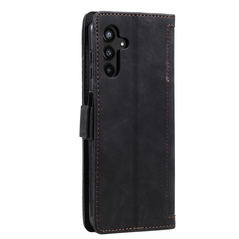 For Samsung Galaxy A57 5G Case RFID Blocking Wallet Stand Leather Phone Cover with Wrist Strap - Black