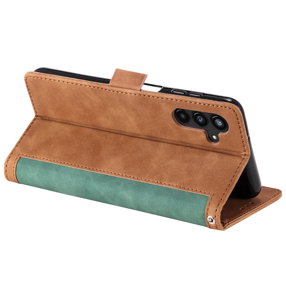 For Samsung Galaxy A57 5G Case RFID Blocking Wallet Stand Leather Phone Cover with Wrist Strap - Green