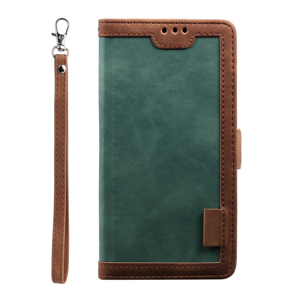 For Samsung Galaxy A57 5G Case RFID Blocking Wallet Stand Leather Phone Cover with Wrist Strap - Green