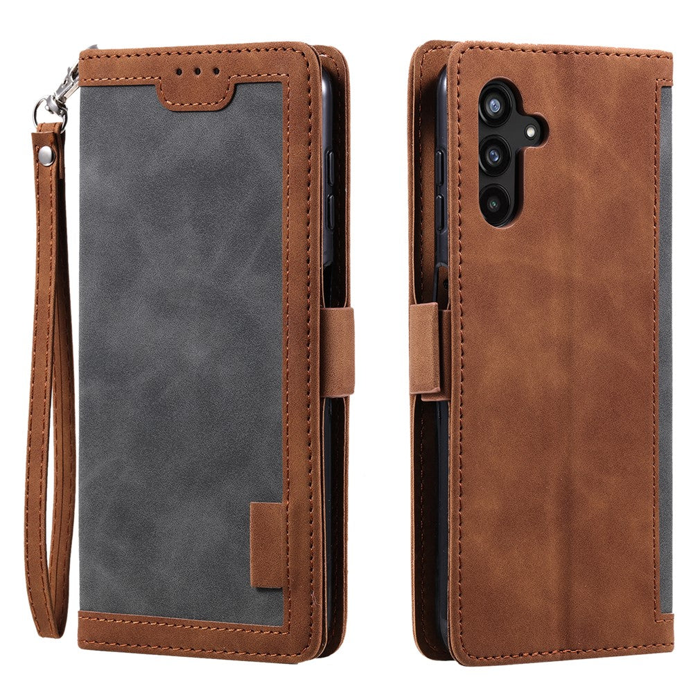 For Samsung Galaxy A57 5G Case RFID Blocking Wallet Stand Leather Phone Cover with Wrist Strap - Grey