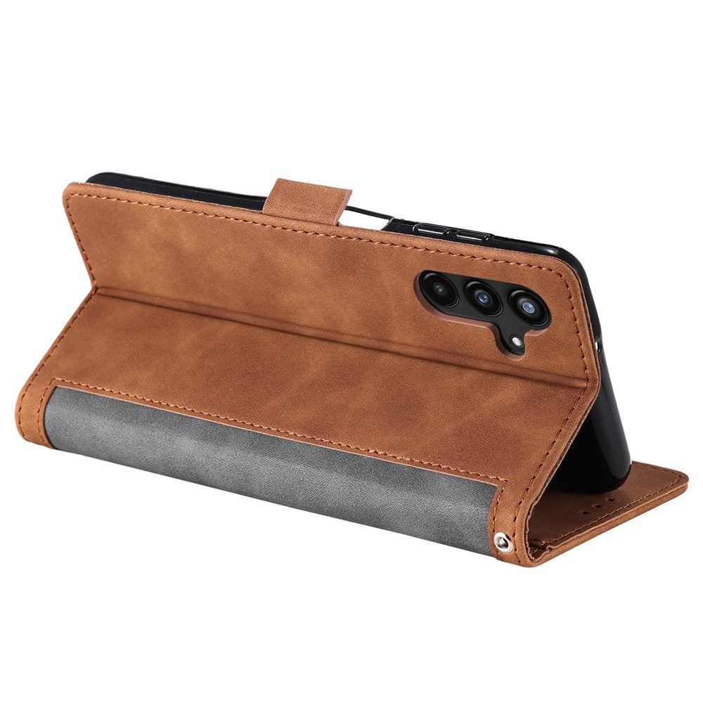 For Samsung Galaxy A57 5G Case RFID Blocking Wallet Stand Leather Phone Cover with Wrist Strap - Grey