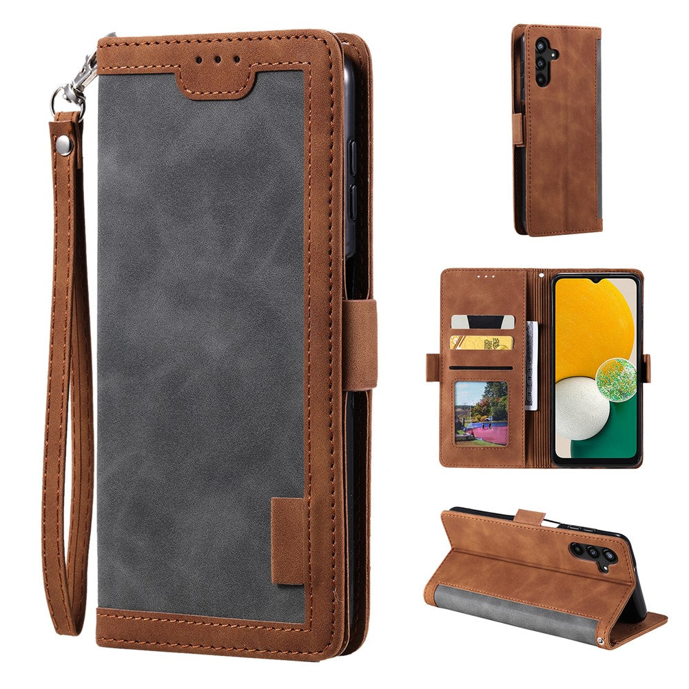 For Samsung Galaxy A57 5G Case RFID Blocking Wallet Stand Leather Phone Cover with Wrist Strap - Grey