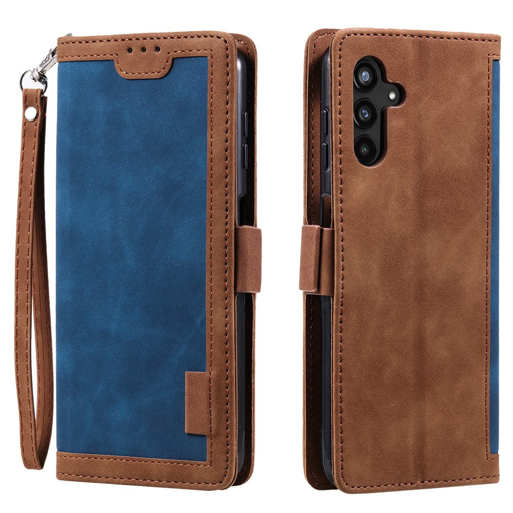 For Samsung Galaxy A57 5G Case RFID Blocking Wallet Stand Leather Phone Cover with Wrist Strap - Blue