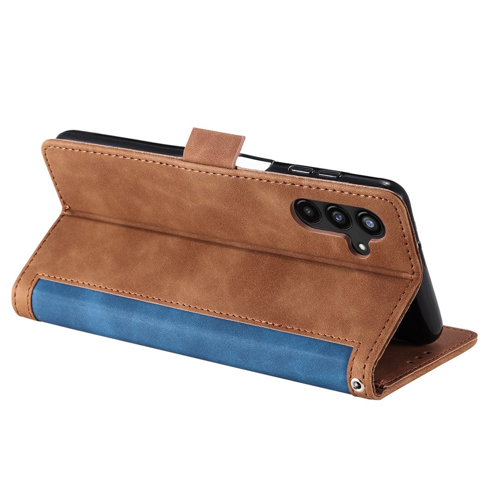 For Samsung Galaxy A57 5G Case RFID Blocking Wallet Stand Leather Phone Cover with Wrist Strap - Blue