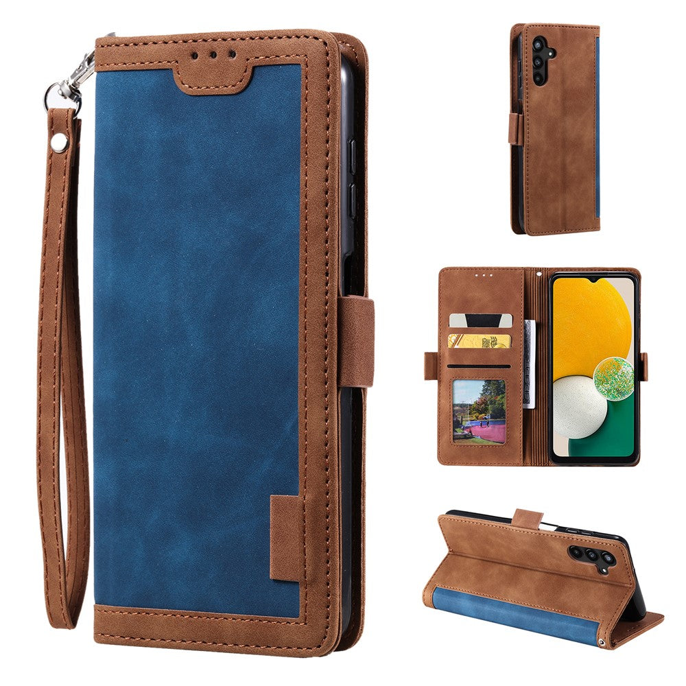 For Samsung Galaxy A57 5G Case RFID Blocking Wallet Stand Leather Phone Cover with Wrist Strap - Blue