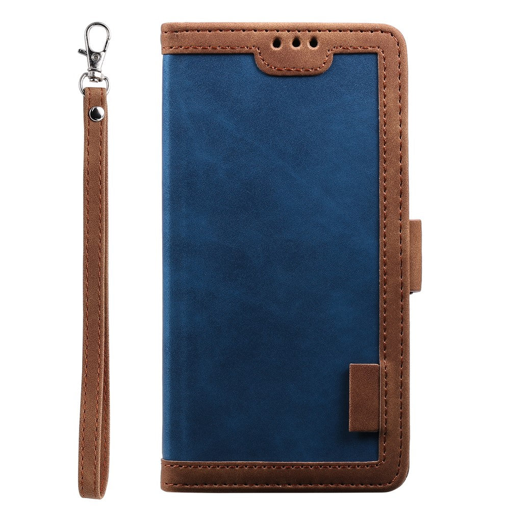 For Samsung Galaxy A57 5G Case RFID Blocking Wallet Stand Leather Phone Cover with Wrist Strap - Blue