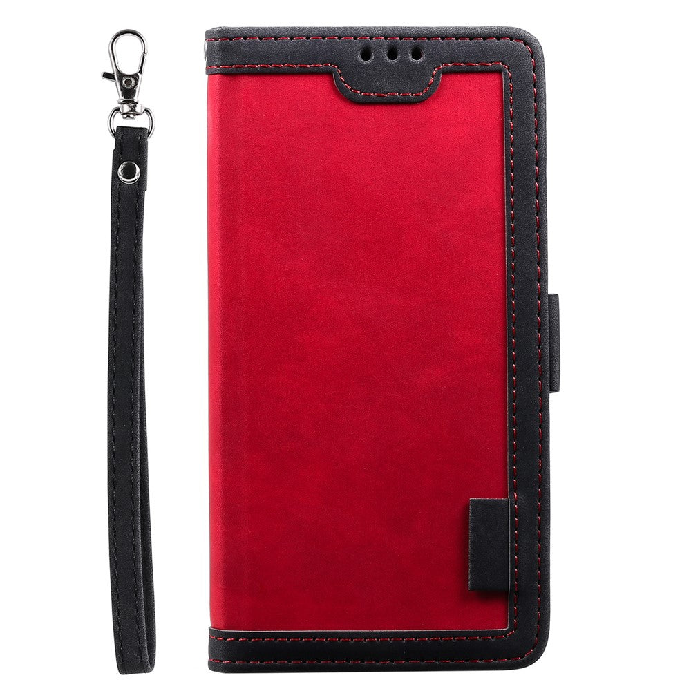 For Samsung Galaxy A57 5G Case RFID Blocking Wallet Stand Leather Phone Cover with Wrist Strap - Red