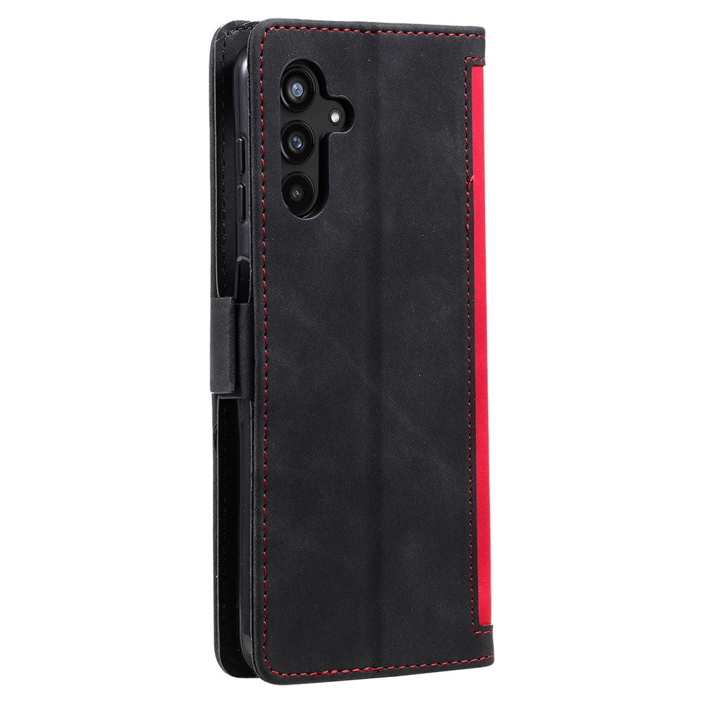 For Samsung Galaxy A57 5G Case RFID Blocking Wallet Stand Leather Phone Cover with Wrist Strap - Red