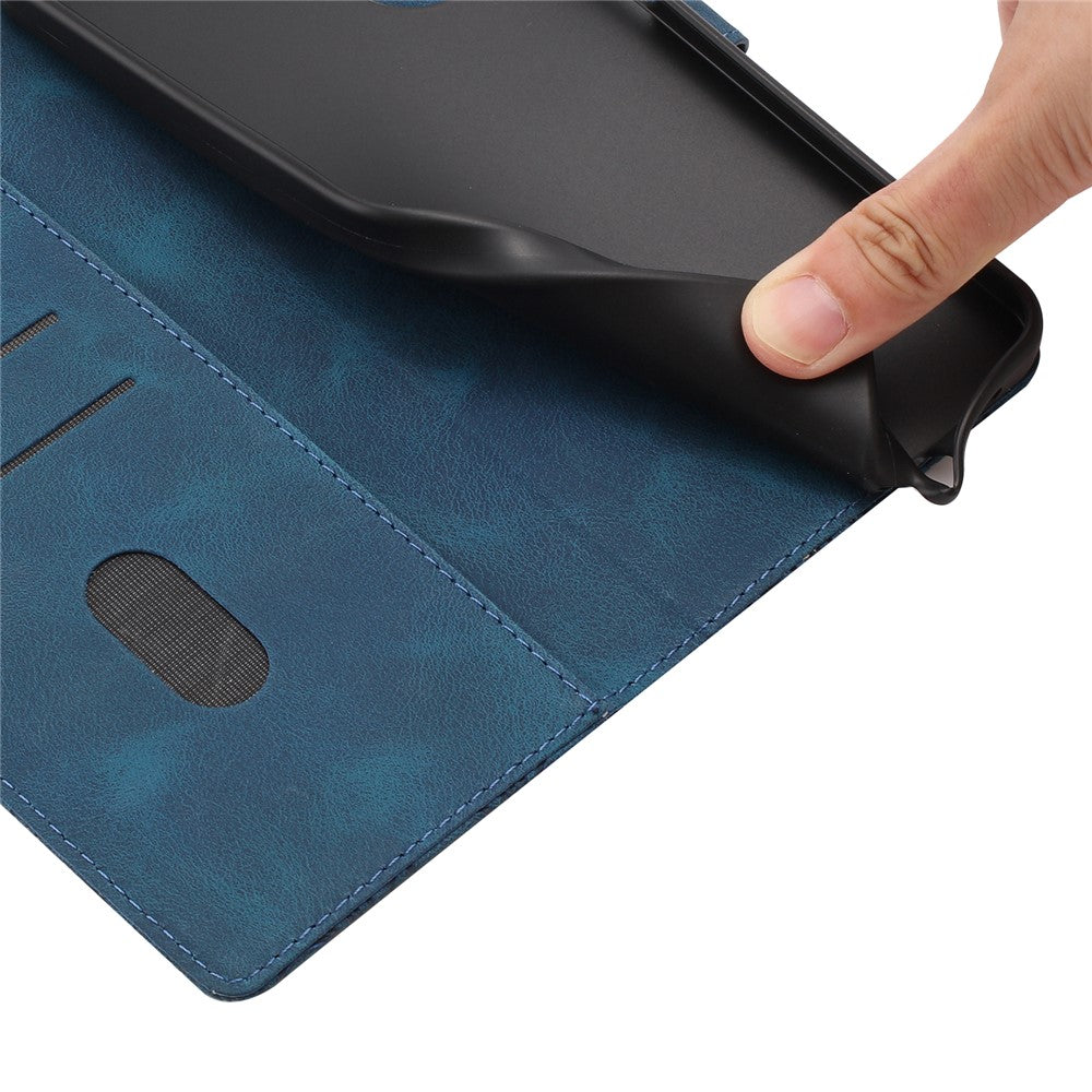 For Samsung Galaxy A57 5G Flip Case Cherry Blossom Pattern Leather Wallet Stand Phone Cover with Wrist Strap - Blue