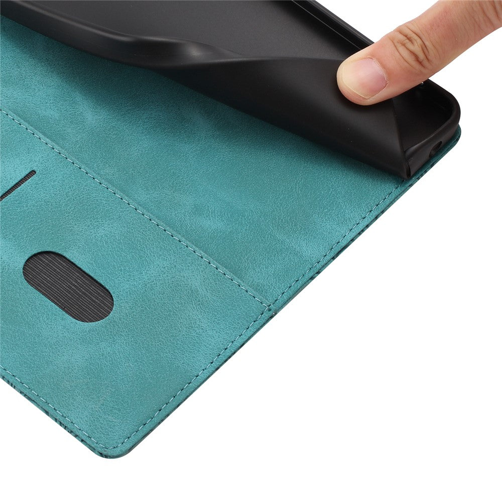 For Samsung Galaxy A57 5G Flip Case Cherry Blossom Pattern Leather Wallet Stand Phone Cover with Wrist Strap - Green