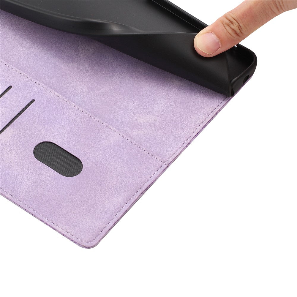 For Samsung Galaxy A57 5G Flip Case Cherry Blossom Pattern Leather Wallet Stand Phone Cover with Wrist Strap - Purple