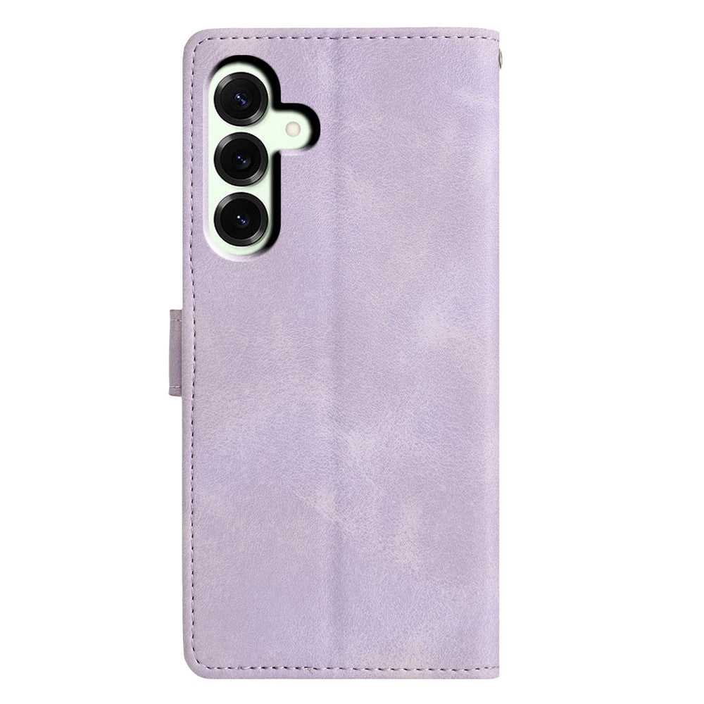 For Samsung Galaxy A57 5G Case Wallet Stand Imprinted Triangle Pattern Leather Phone Flip Cover - Purple