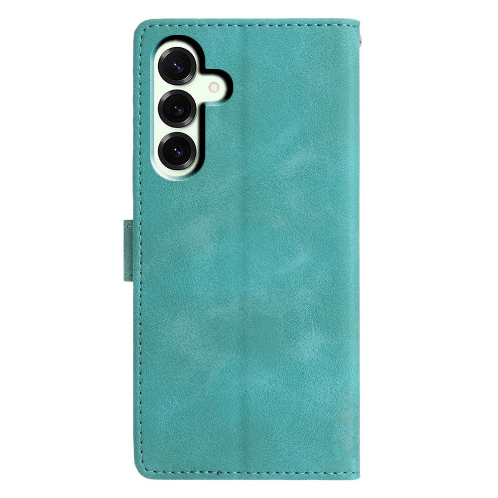 For Samsung Galaxy A57 5G Case Wallet Stand Imprinted Triangle Pattern Leather Phone Flip Cover - Green