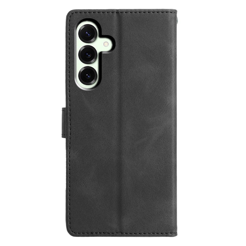 For Samsung Galaxy A57 5G Case Wallet Stand Imprinted Triangle Pattern Leather Phone Flip Cover - Black