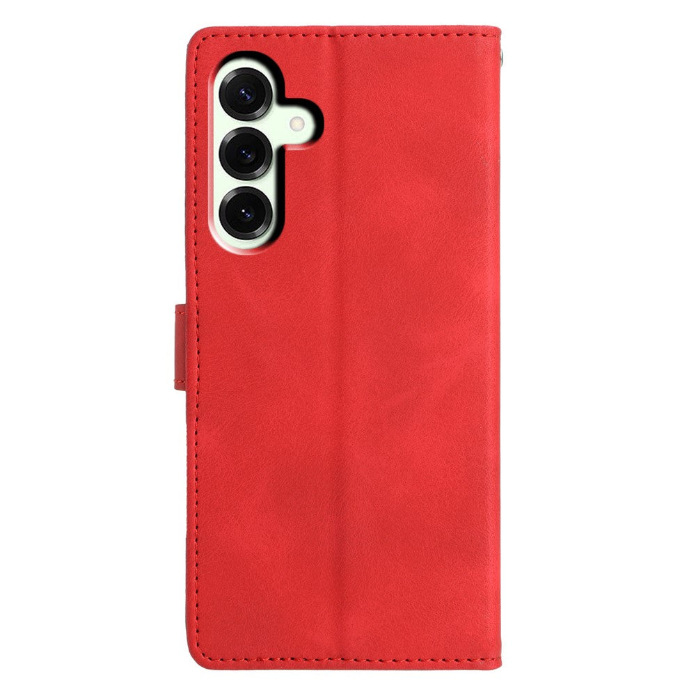 For Samsung Galaxy A57 5G Case Wallet Stand Imprinted Triangle Pattern Leather Phone Flip Cover - Red