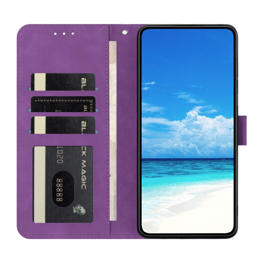 For Samsung Galaxy A57 5G Case Butterfly Flower Imprinted PU Leather Wallet Stand Phone Cover - Purple
