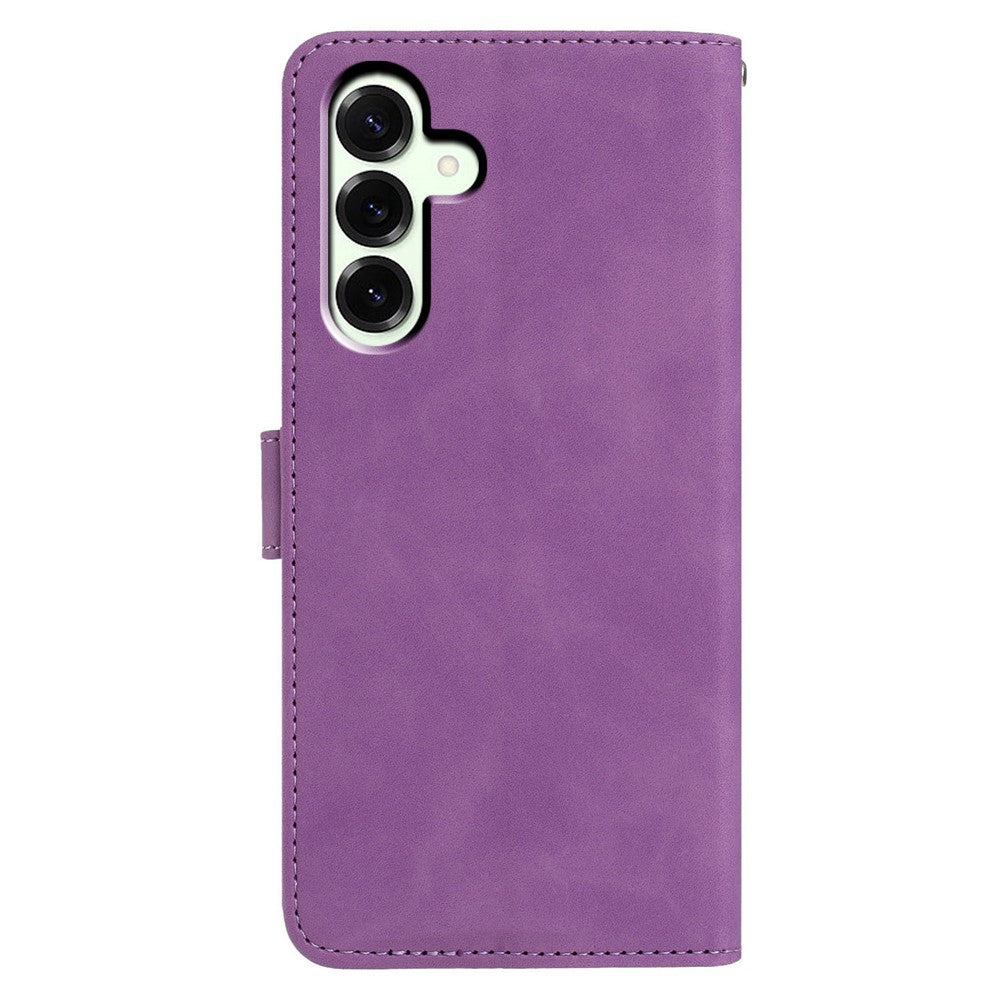 For Samsung Galaxy A57 5G Case Butterfly Flower Imprinted PU Leather Wallet Stand Phone Cover - Purple