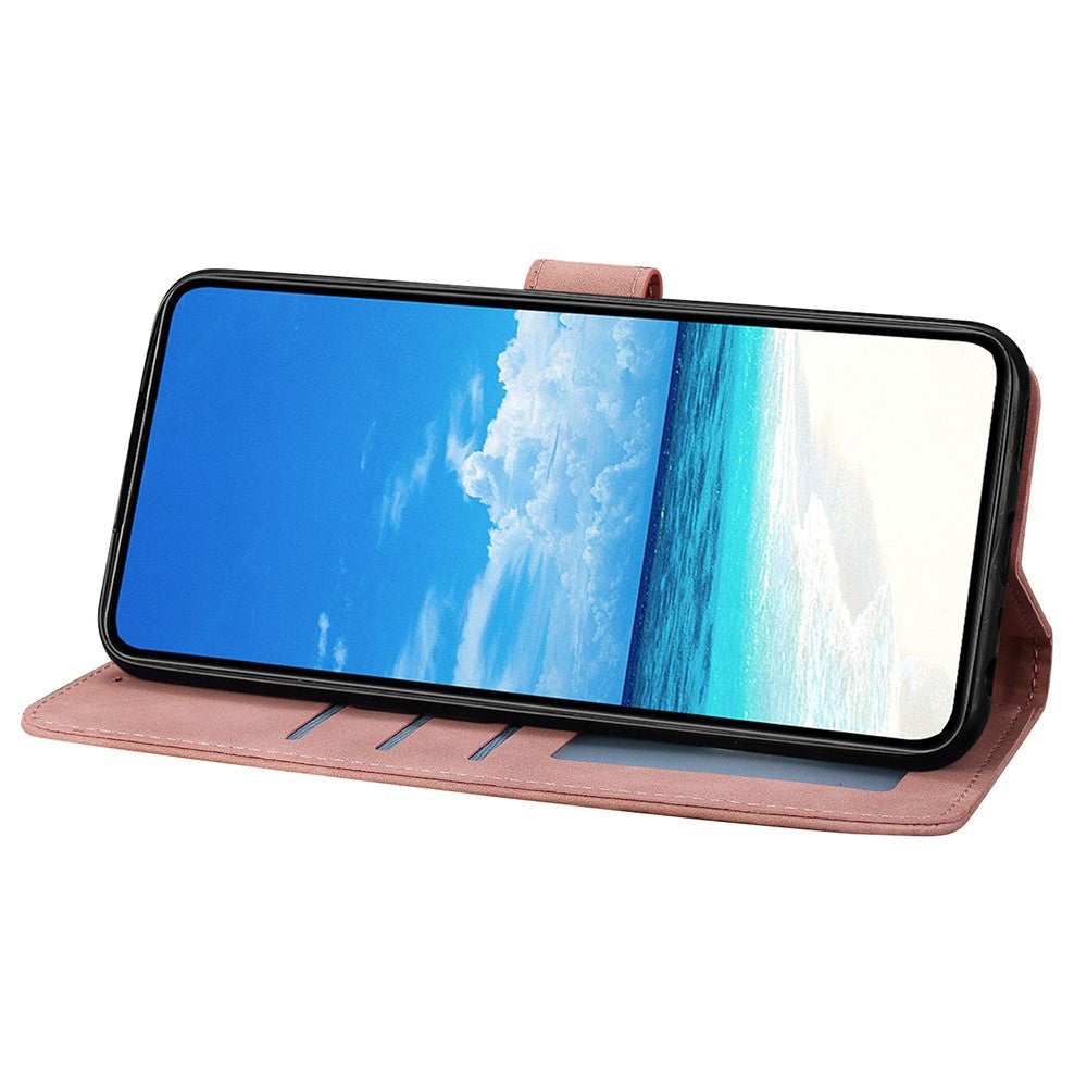 For Samsung Galaxy A57 5G Case Butterfly Flower Imprinted PU Leather Wallet Stand Phone Cover - Rose Gold