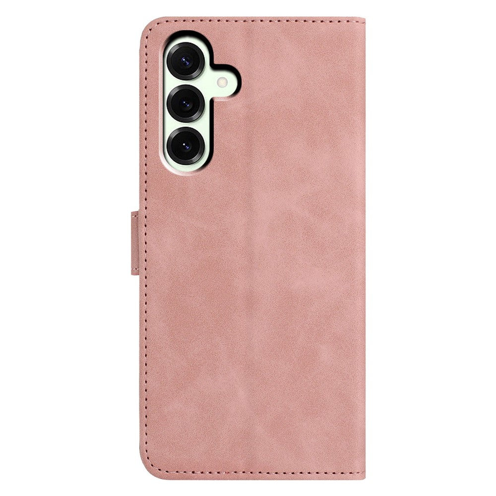 For Samsung Galaxy A57 5G Case Butterfly Flower Imprinted PU Leather Wallet Stand Phone Cover - Rose Gold