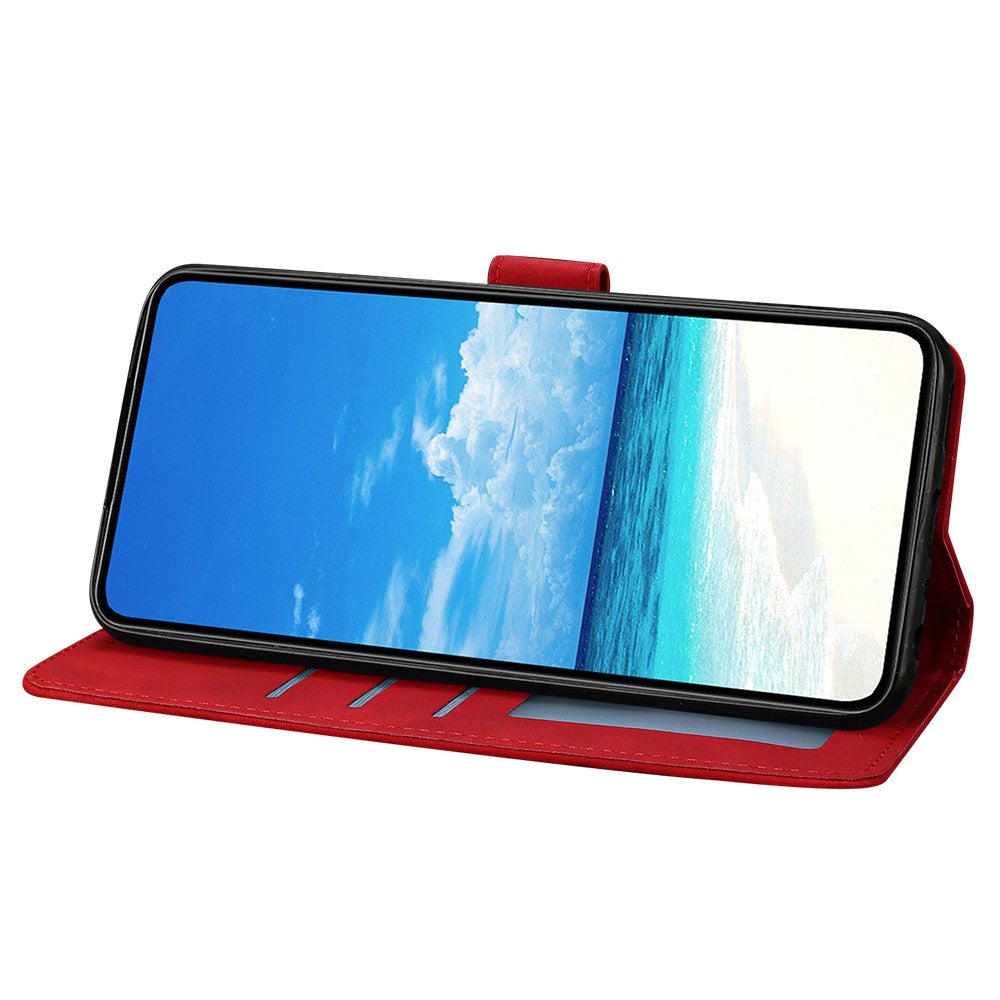 For Samsung Galaxy A57 5G Case Butterfly Flower Imprinted PU Leather Wallet Stand Phone Cover - Red