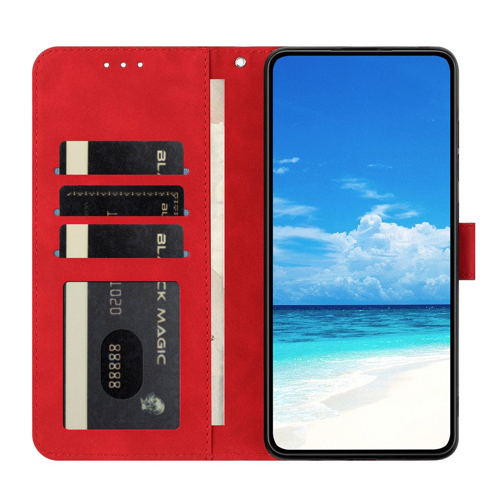 For Samsung Galaxy A57 5G Case Butterfly Flower Imprinted PU Leather Wallet Stand Phone Cover - Red