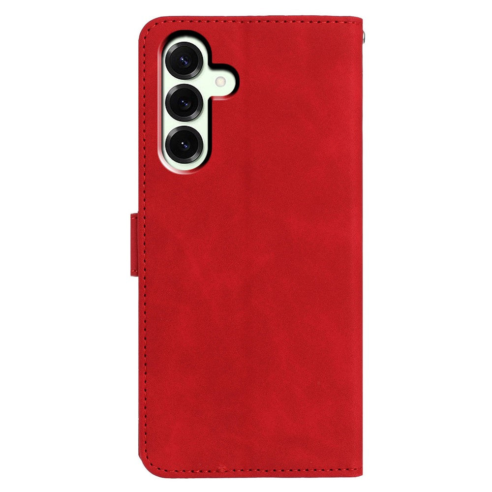 For Samsung Galaxy A57 5G Case Butterfly Flower Imprinted PU Leather Wallet Stand Phone Cover - Red
