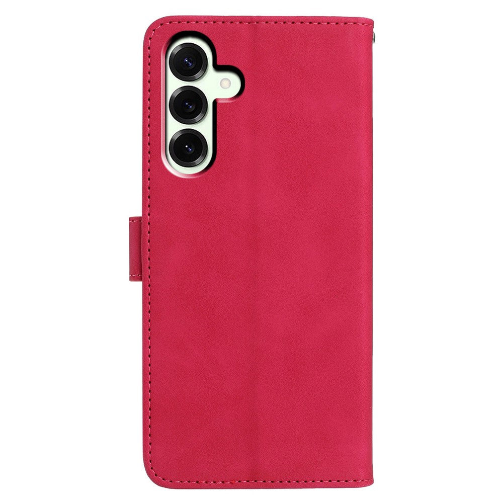 For Samsung Galaxy A57 5G Case Butterfly Flower Imprinted PU Leather Wallet Stand Phone Cover - Rose