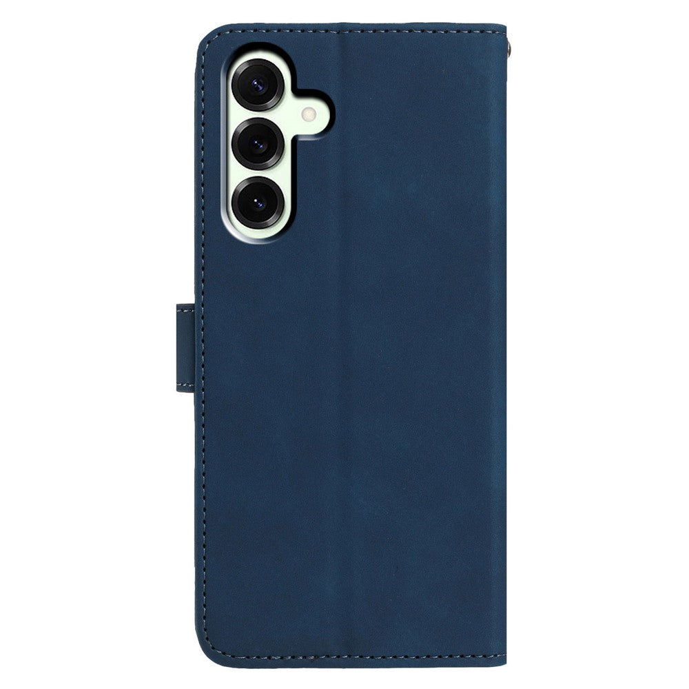 For Samsung Galaxy A57 5G Case Butterfly Flower Imprinted PU Leather Wallet Stand Phone Cover - Blue
