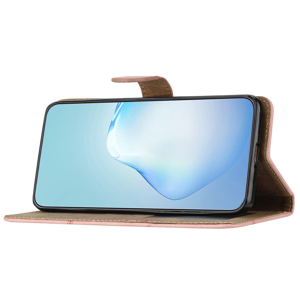 For Samsung Galaxy A57 5G Case Crazy Horse Texture PU Leather Wallet Stand Phone Cover - Rose Gold