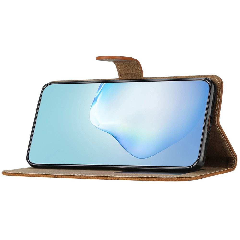 For Samsung Galaxy A57 5G Case Crazy Horse Texture PU Leather Wallet Stand Phone Cover - Brown
