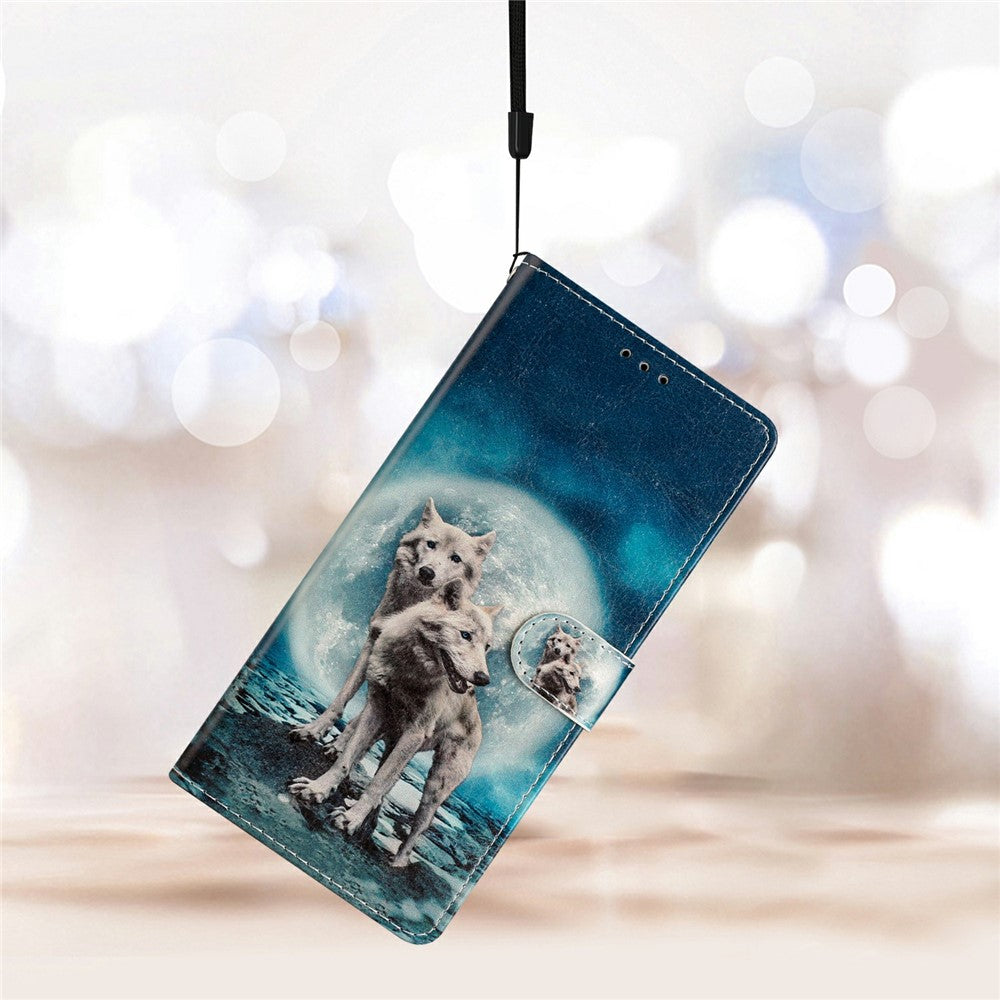 For Samsung Galaxy A57 5G Wallet Case PU Leather Pattern Printing Stand Phone Cover with Strap - Two Wolves